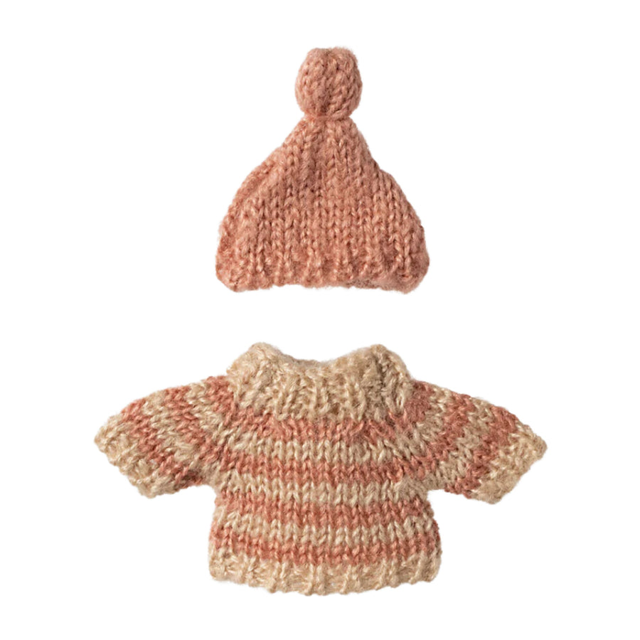 PRE-ORDER Maileg Knitted Sweater and Hat - Rose (Big Sister Mouse)
