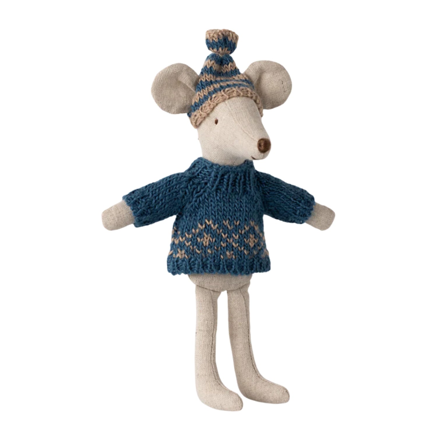 Maileg Knitted Sweater and Hat - Blue (Dad Mouse)