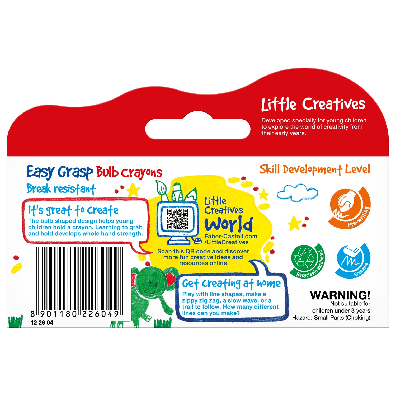Little Creatives Easy Grasp Washable Bulb Crayons (Set of 4)