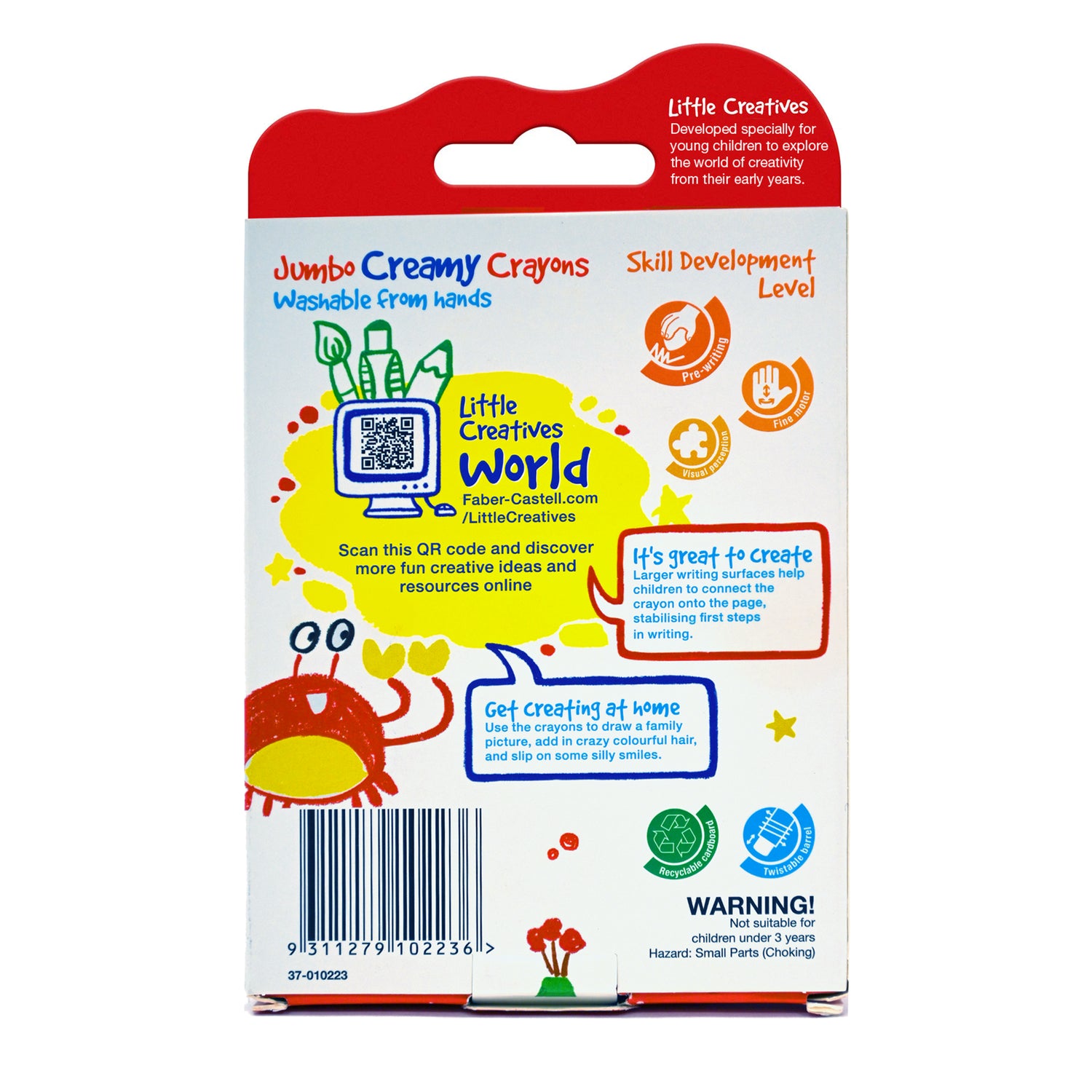 Little Creatives Jumbo Washable Creamy Crayons (Set of 6)
