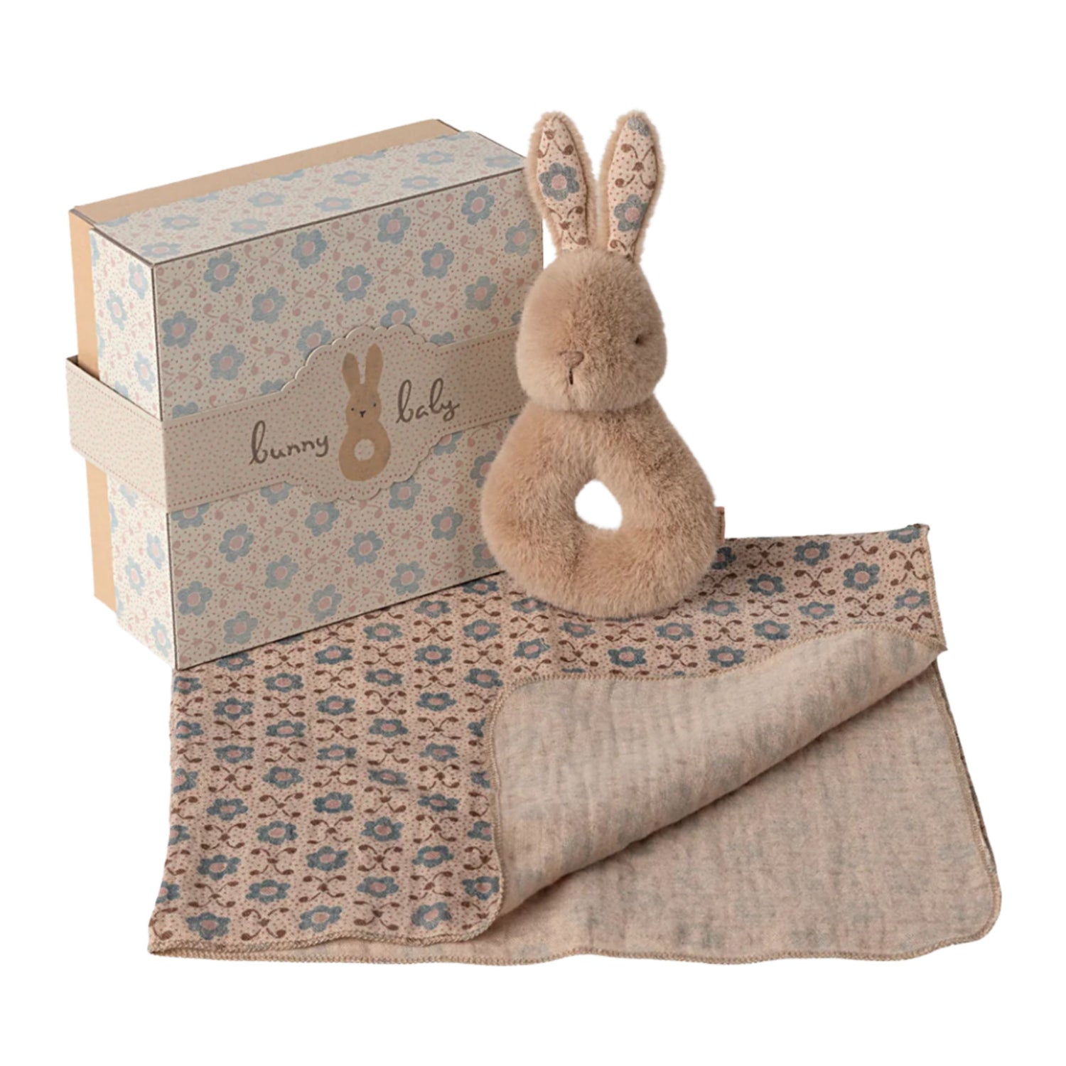 Maileg Rabbit Rattle Set (Cream Peach)