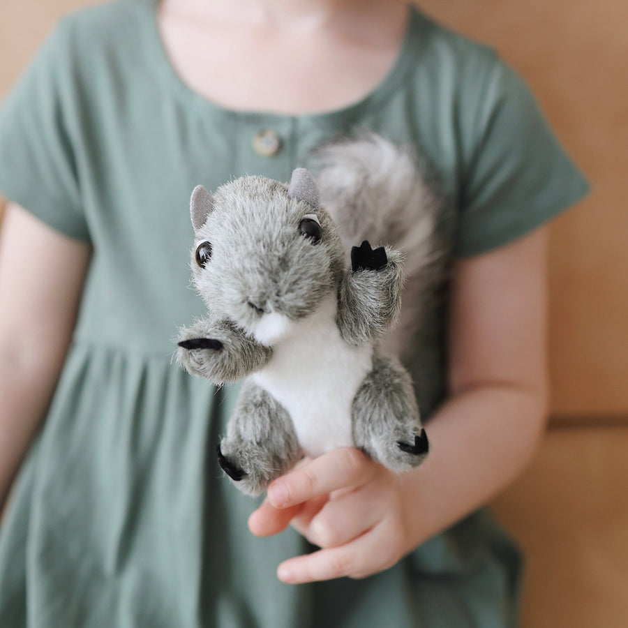 Mini Gray Squirrel Finger Puppet