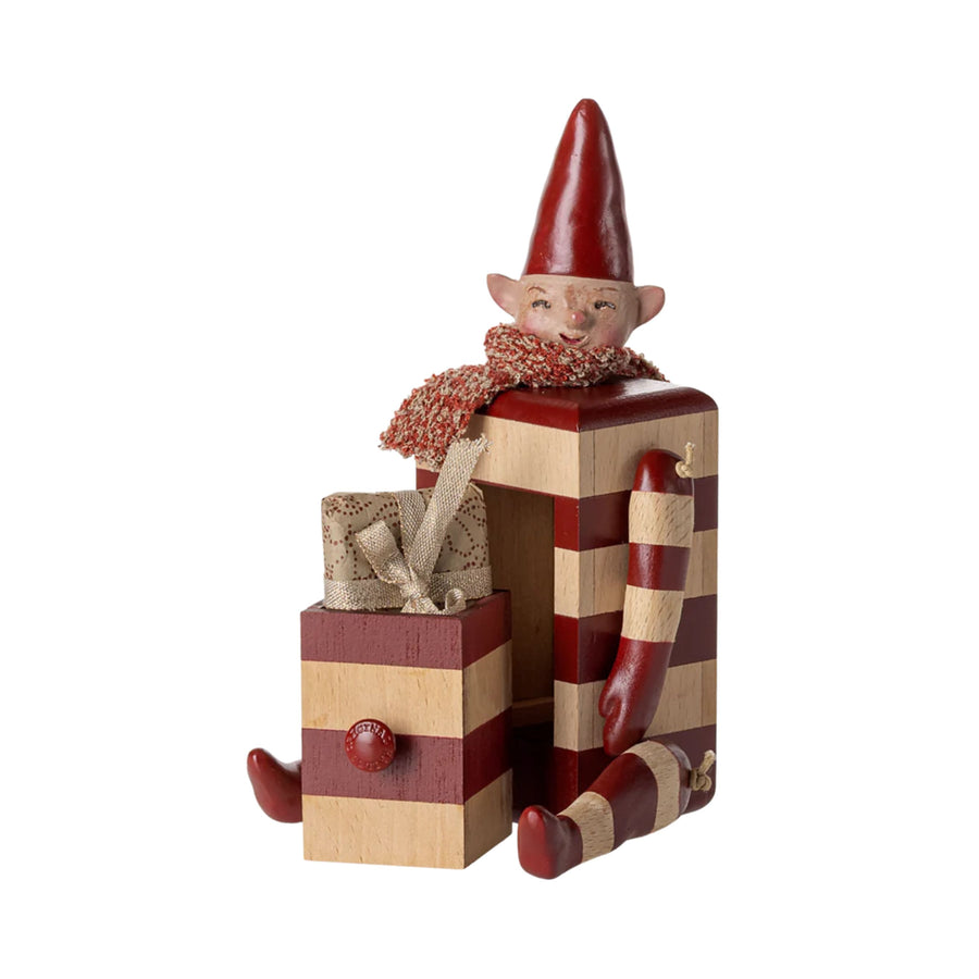 Maileg Wooden Elf with Drawer (Red)