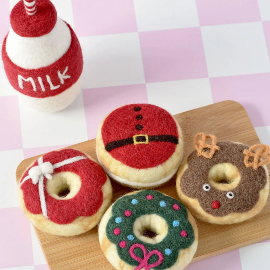 Felt Donuts and Milk Christmas Play Food Set