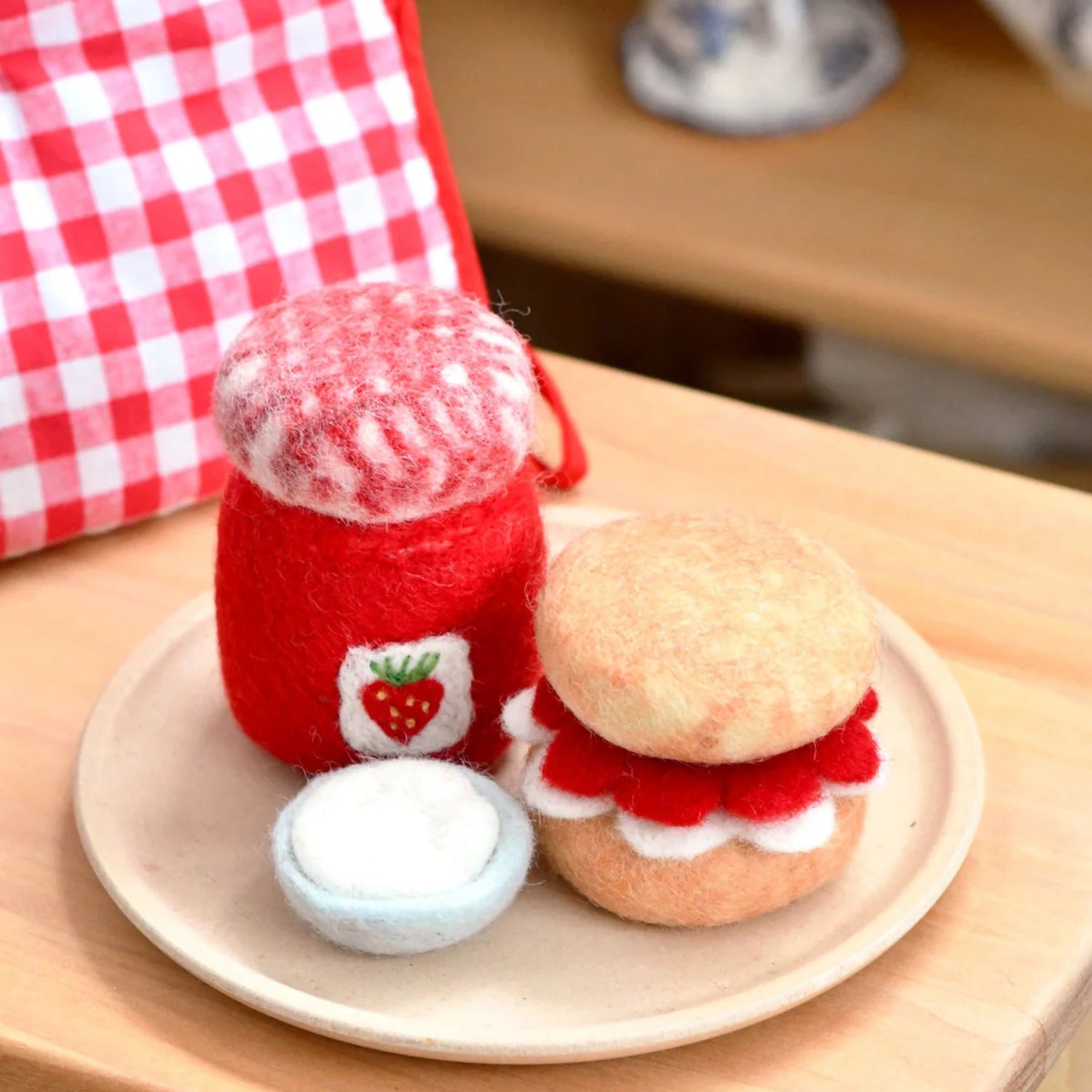 Felt Strawberry Jam and Scones Set | Play Food