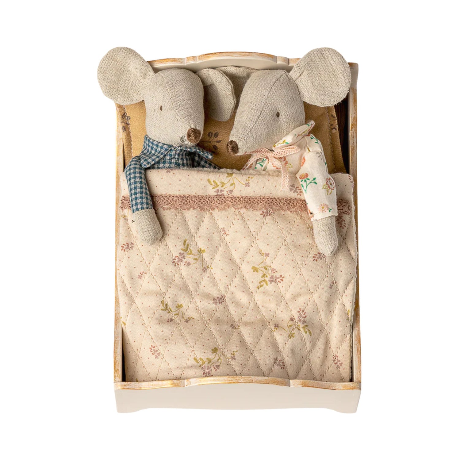 Maileg Wooden Double Bed - Off White NEW 2025 (Big Brother/Sister Mouse)