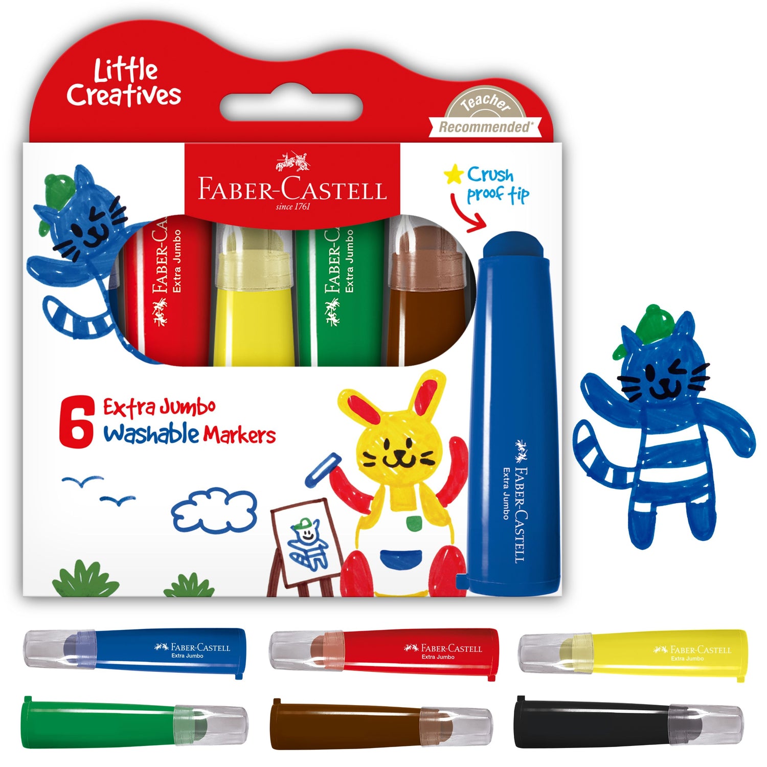 Little Creatives Jumbo Ultra Washable Markers (Set of 6)