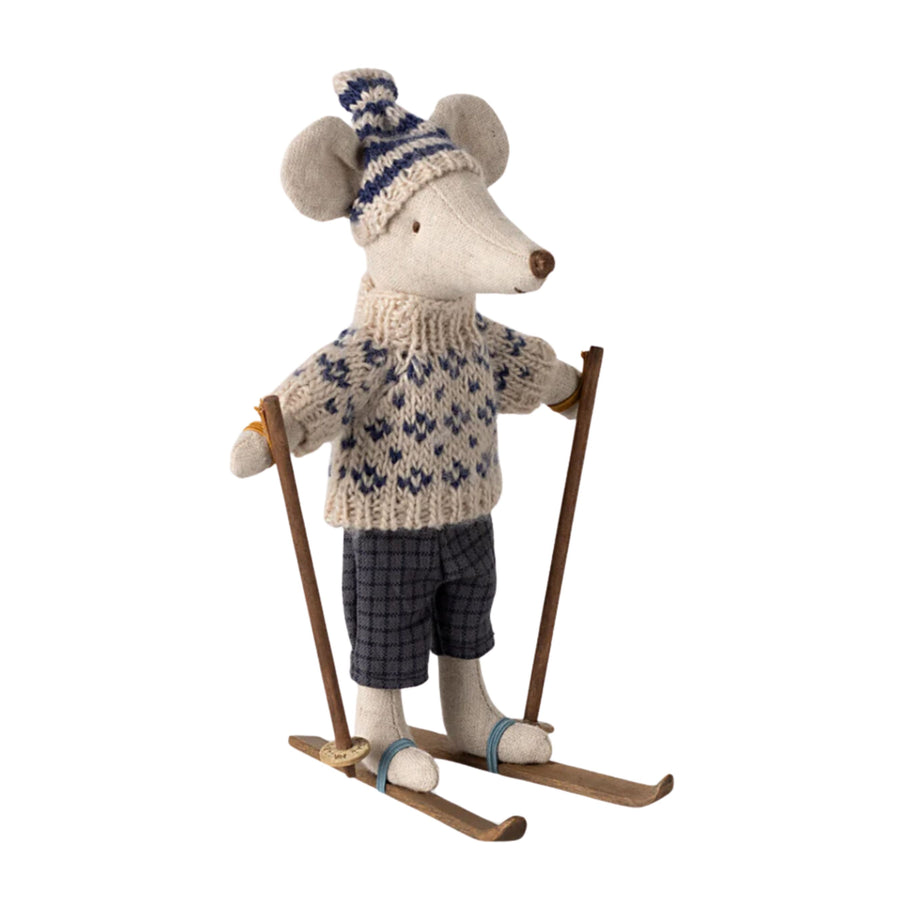 Maileg Winter Mouse with Ski Set - Blue (Dad)