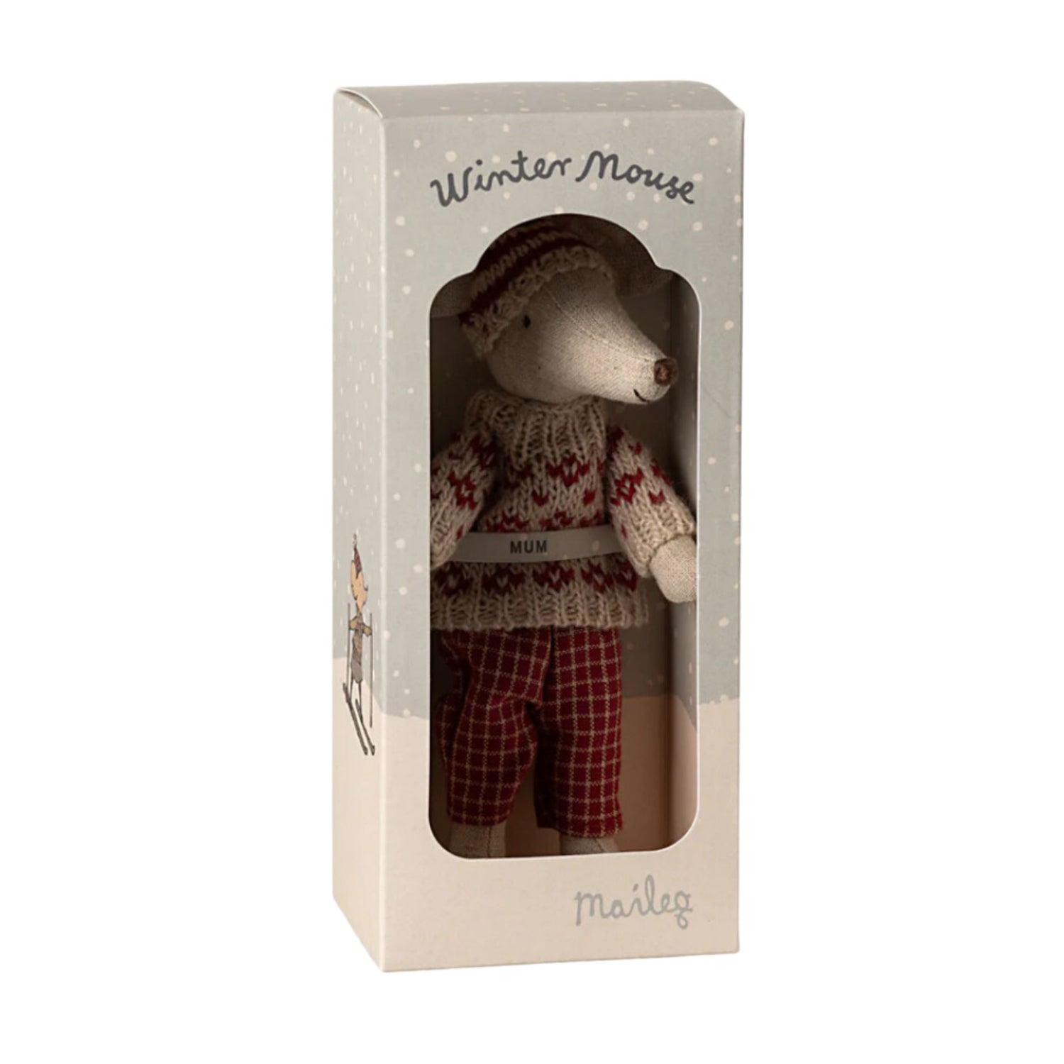 Maileg Winter Mouse with Ski Set - Red (Mum)