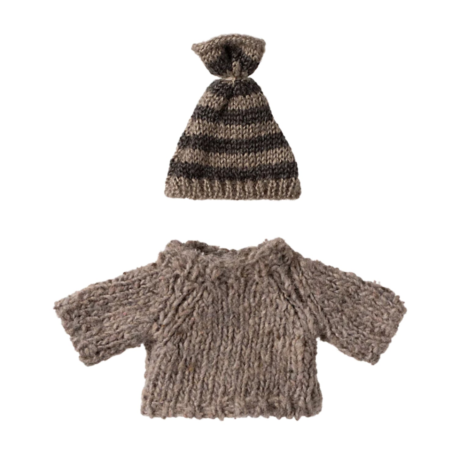 Maileg Knitted Sweater and Hat - Grey (Big Brother Mouse)
