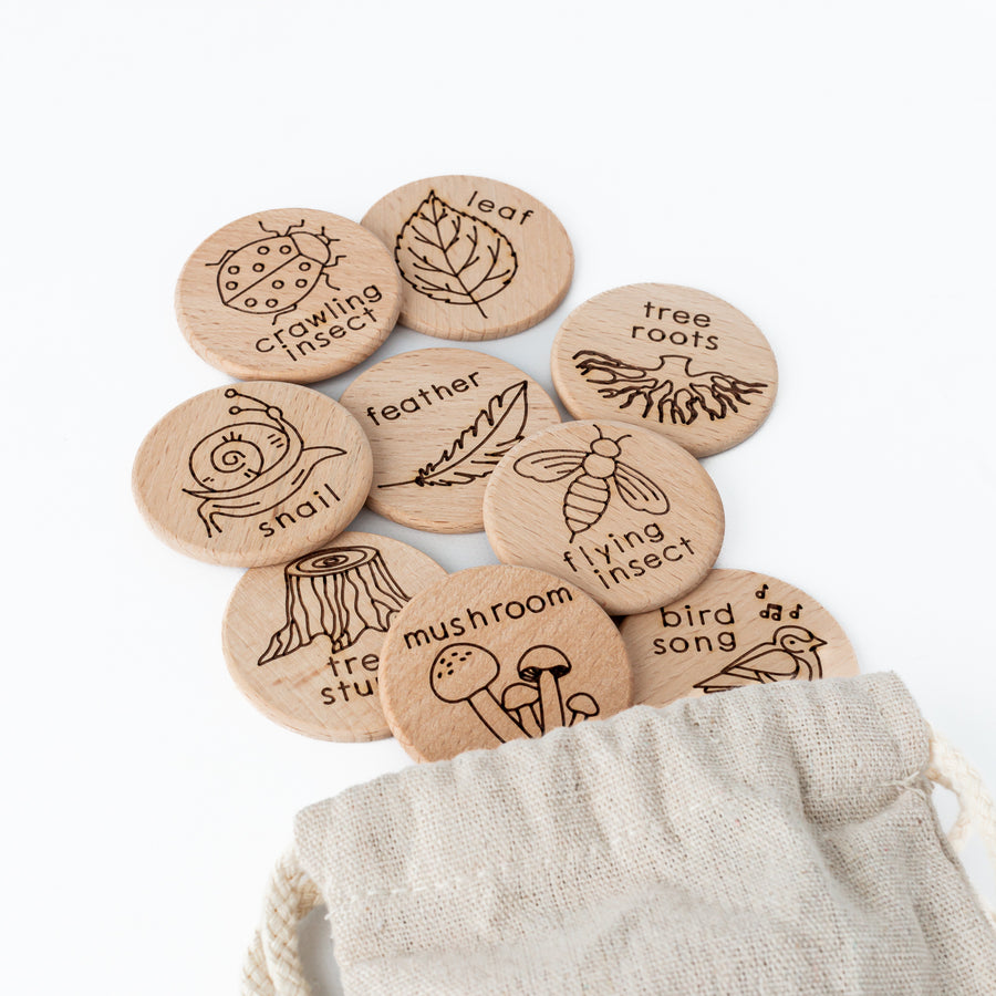 Wooden Forest Scavenger Hunt Discs (Set of 24)