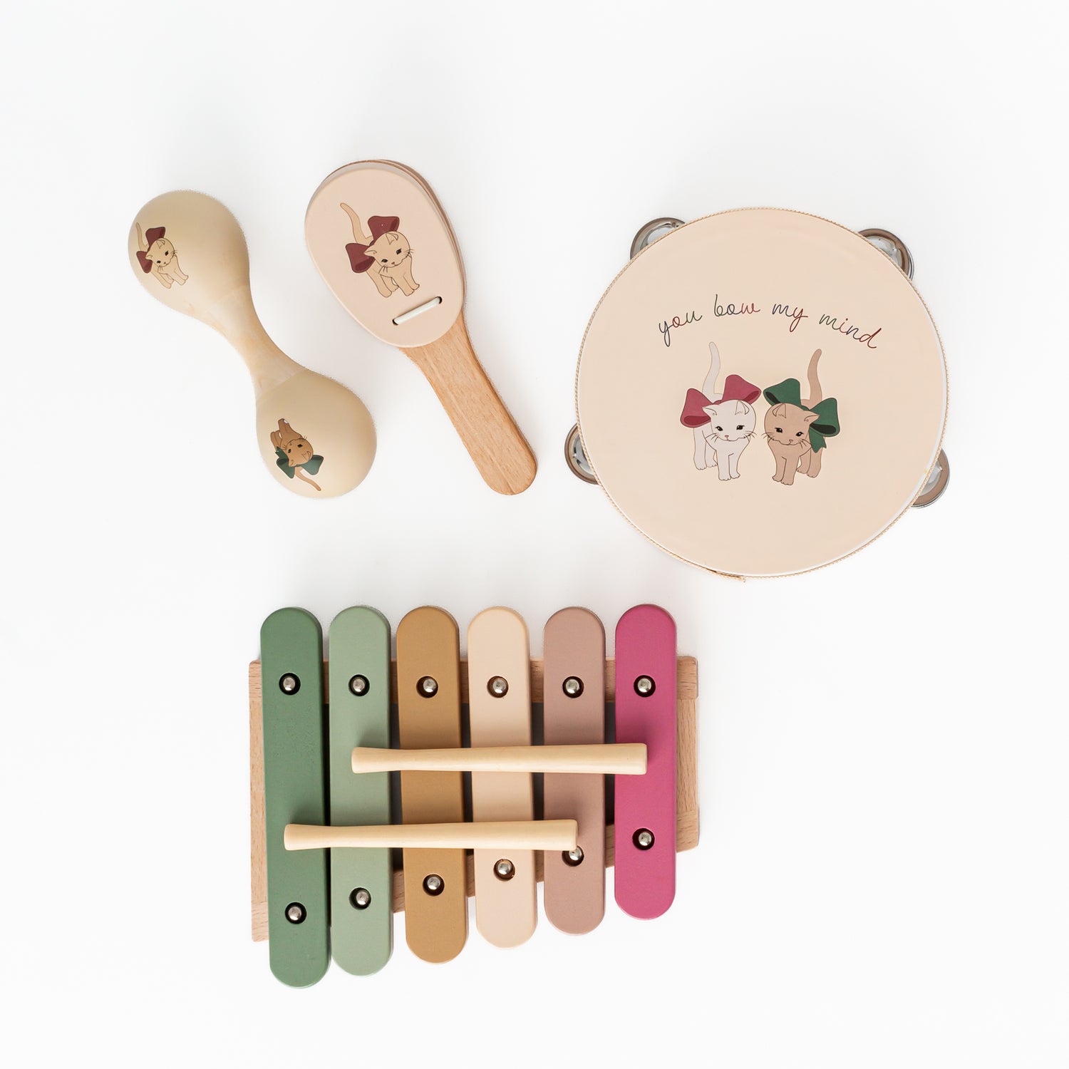 Konges Sløjd Wooden Toy Music Set (Bow Kitty)