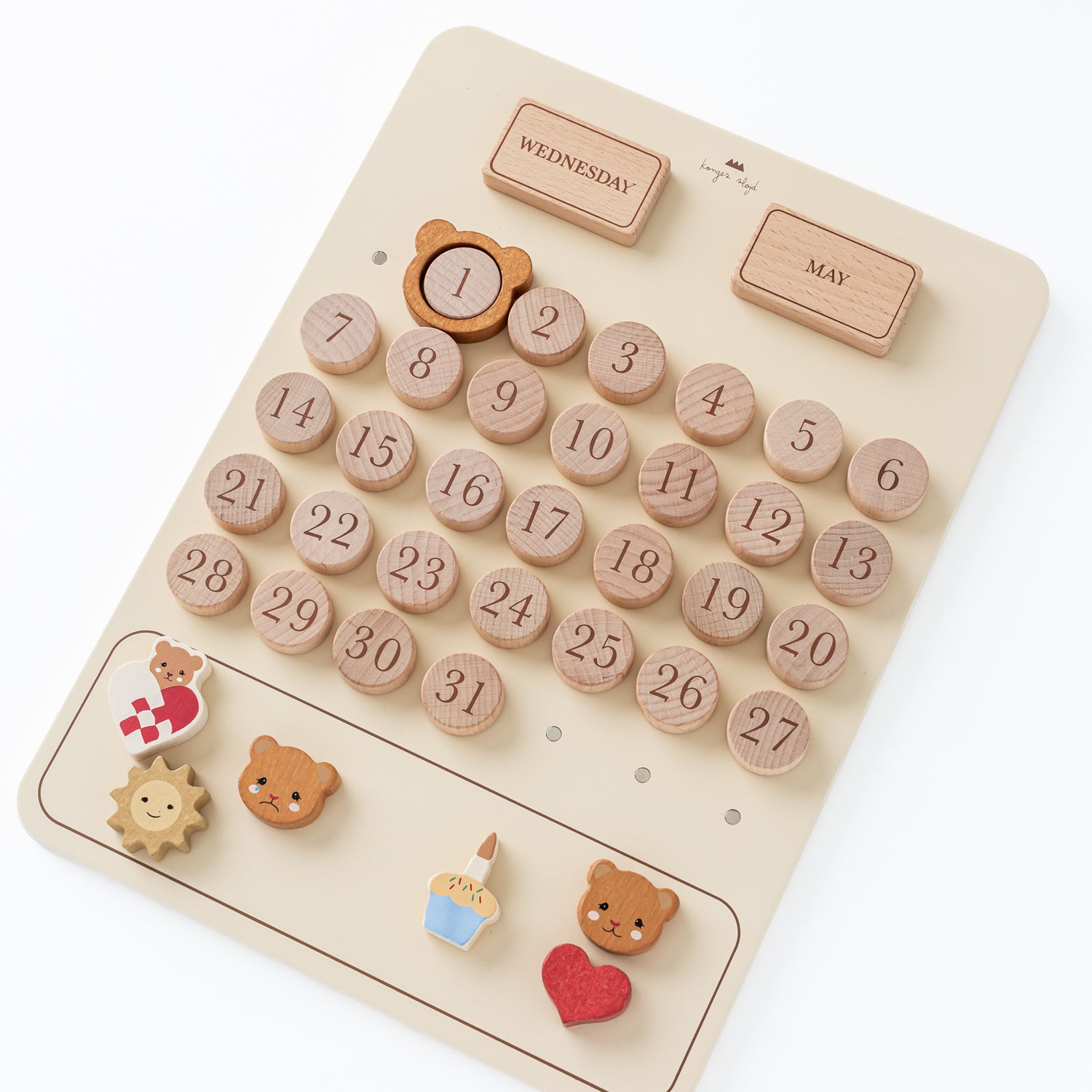 Wooden Magnetic Calendar (UNBOXED) by Konges Sløjd