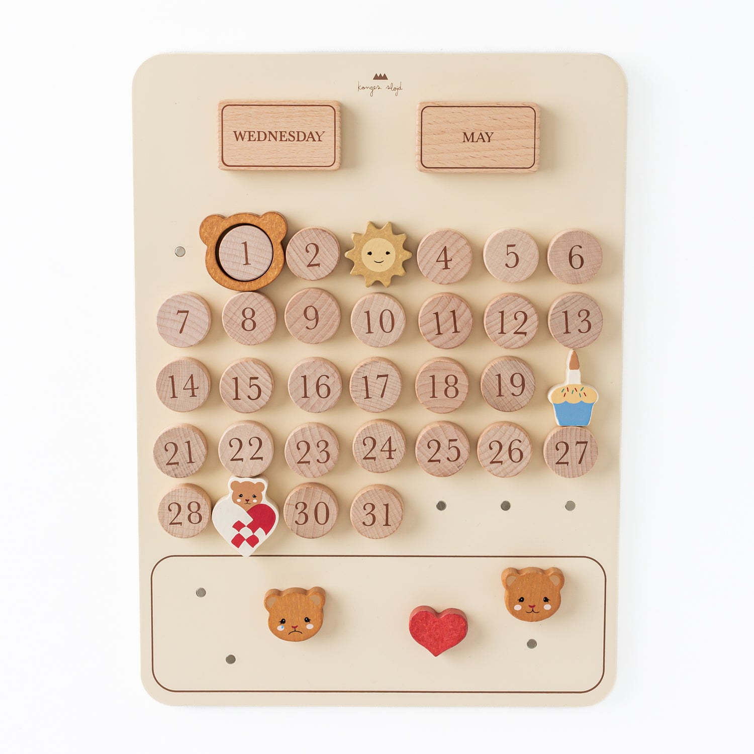 Wooden Magnetic Calendar (UNBOXED) by Konges Sløjd