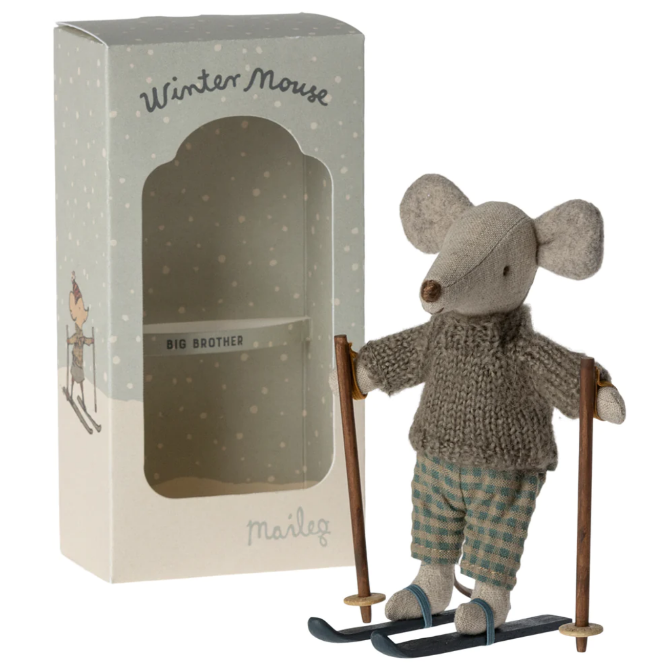 Maileg Winter Mouse with Ski Set (Big Brother)