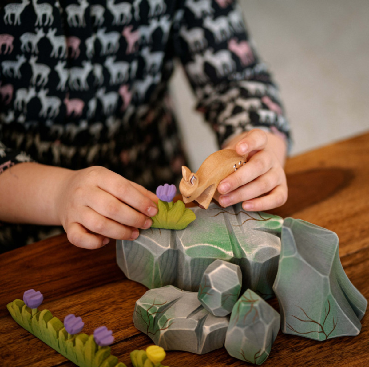 Grass with Purple Flower (Small) | Wooden Toy
