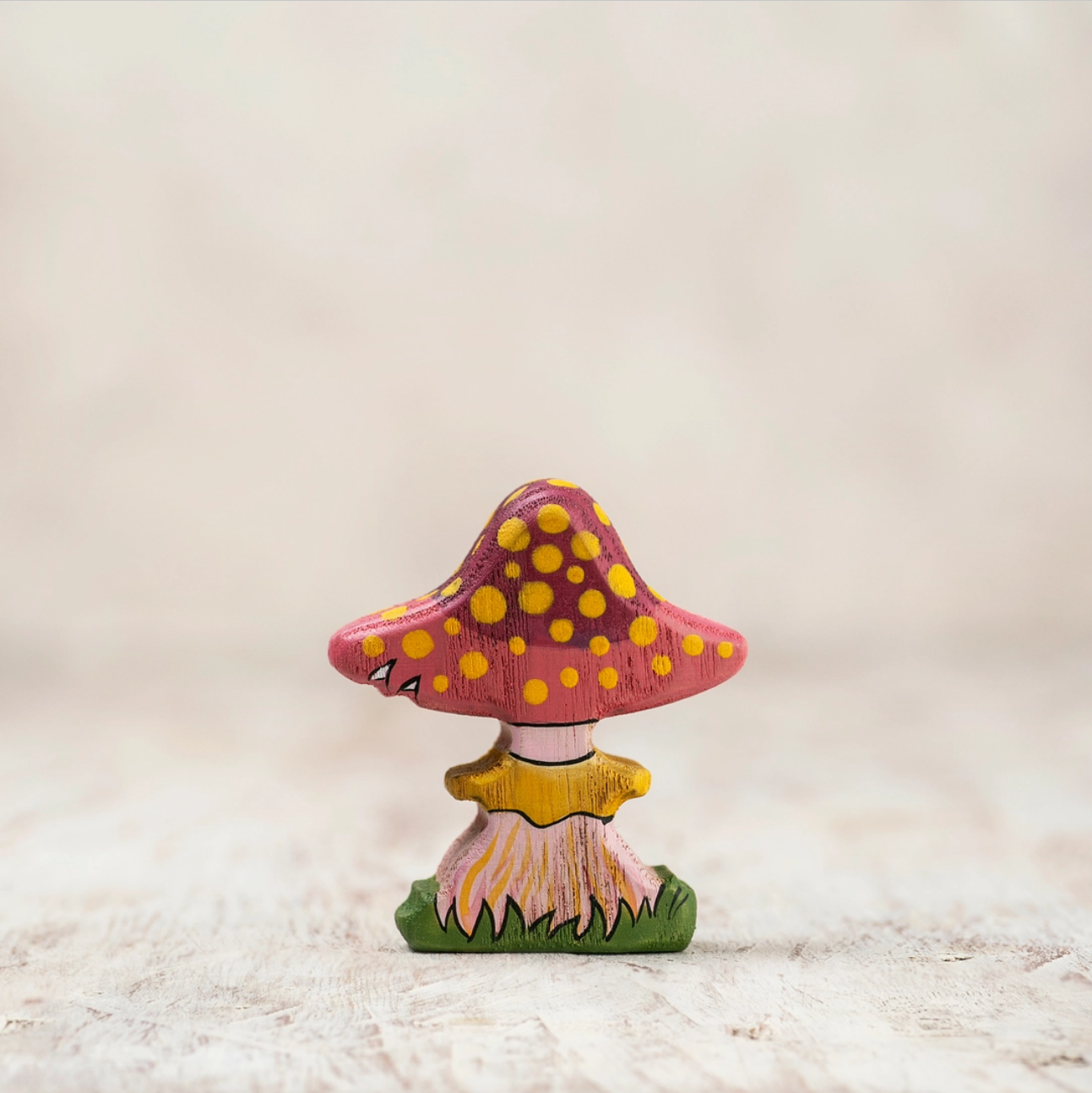 Enchanted Pink Fairy Mushroom | Wooden Toy Figurine