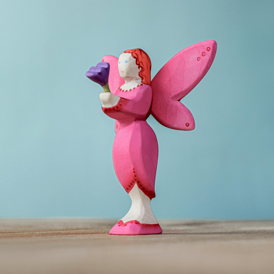 Small Wooden Flower For Fairies (Purple)