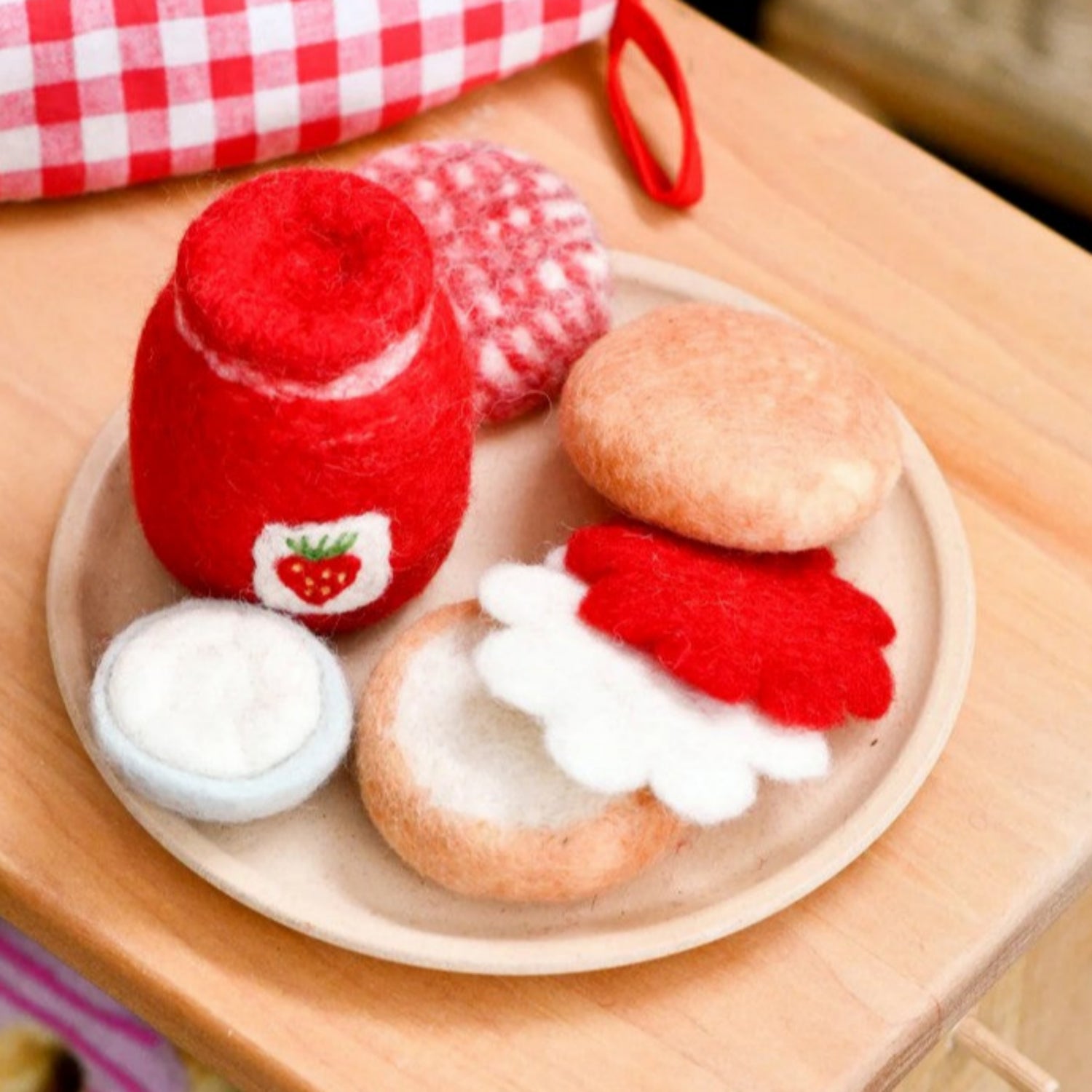 Felt Strawberry Jam and Scones Set | Play Food