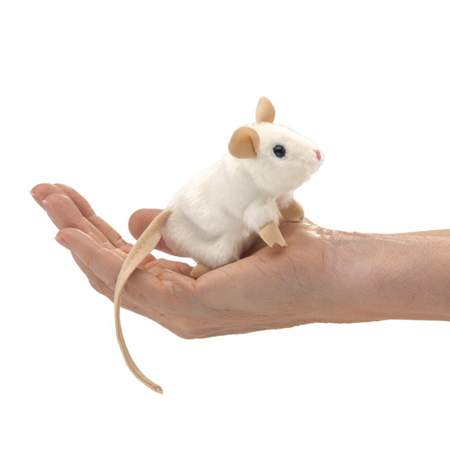 Mini White Mouse Finger Puppet