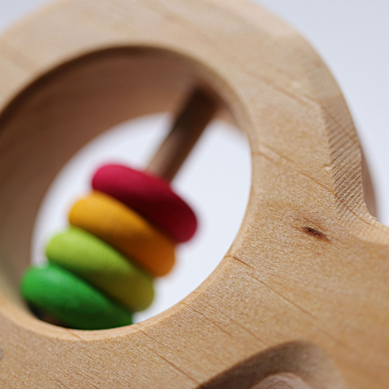 Grimm's Wooden Rattle (Little Fish Multi-Colour Discs)
