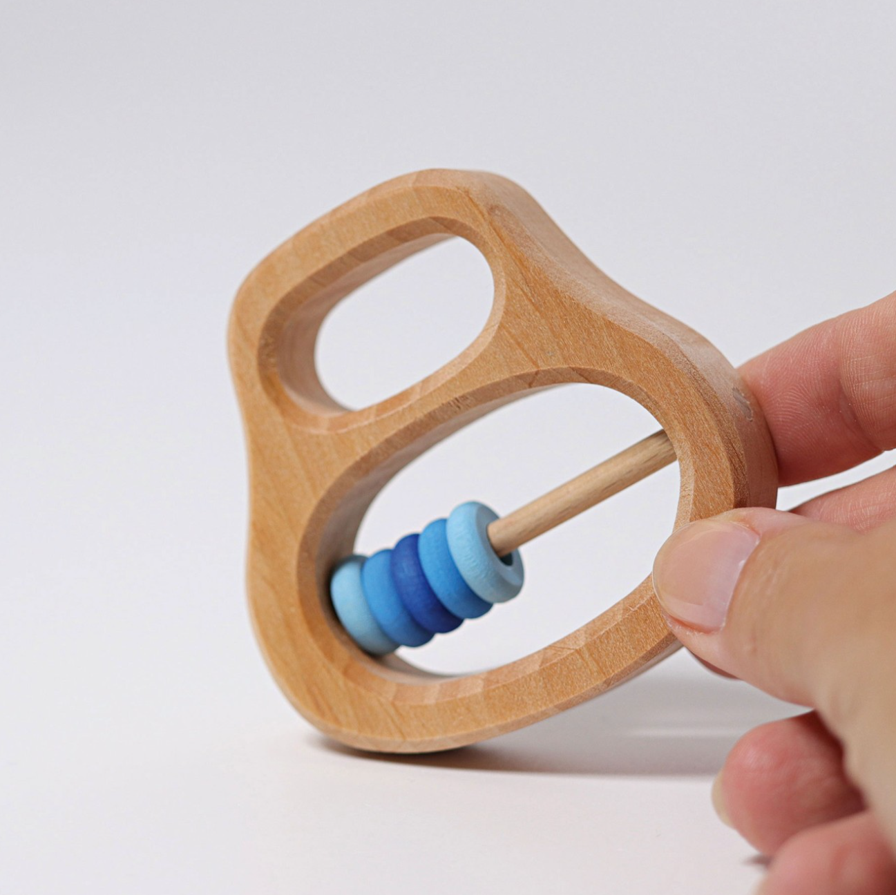 Grimm's Wooden Rattle (Blue Discs)