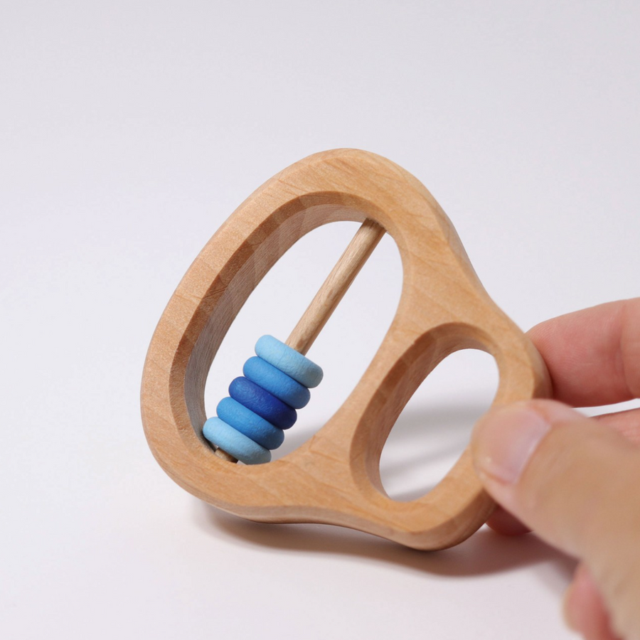 Grimm's Wooden Rattle (Blue Discs)