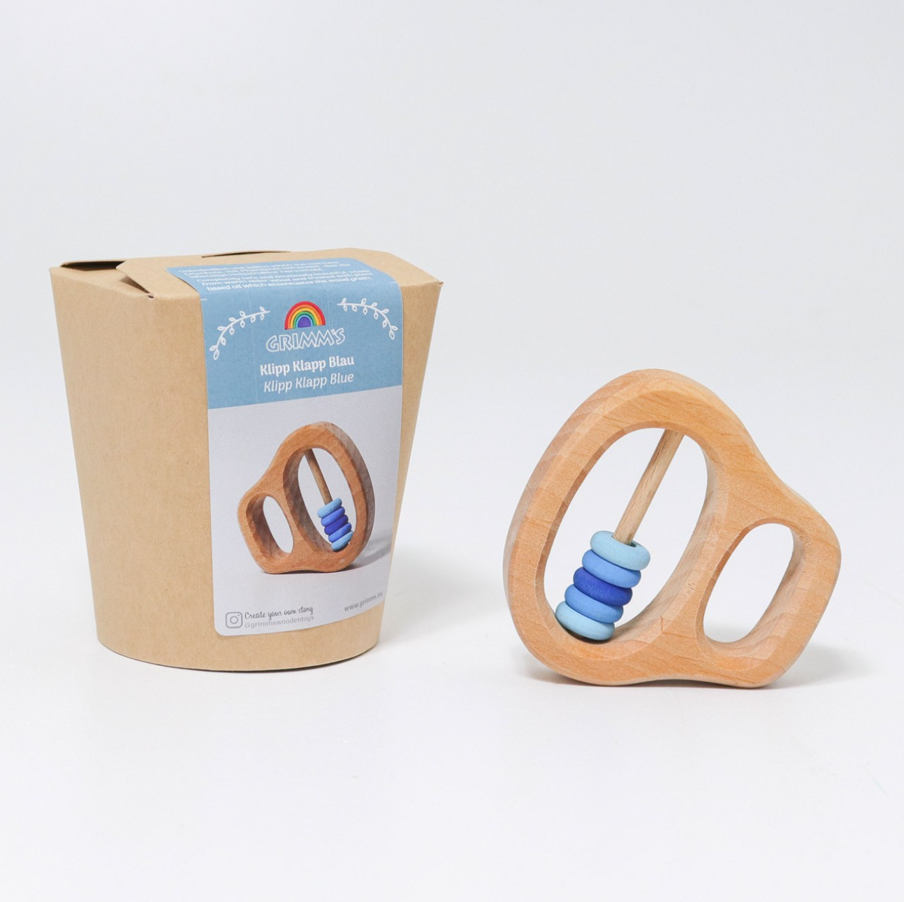 Grimm's Wooden Rattle (Blue Discs)