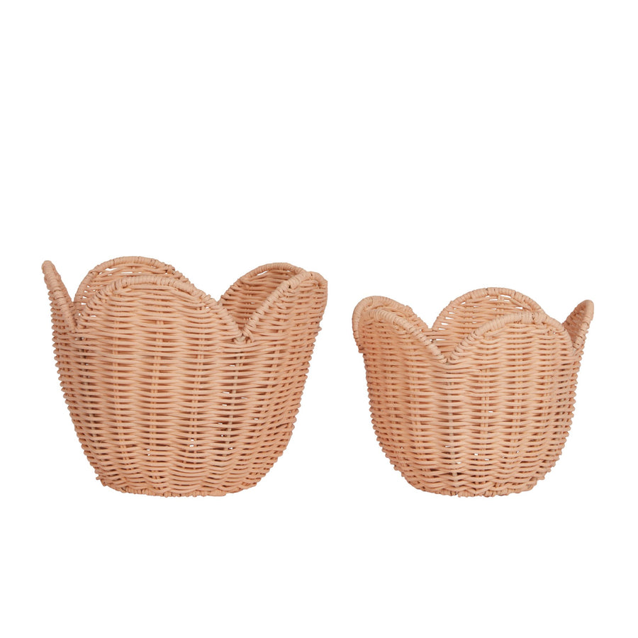 Olli Ella Rattan Lily Basket Set (Seashell Pink)