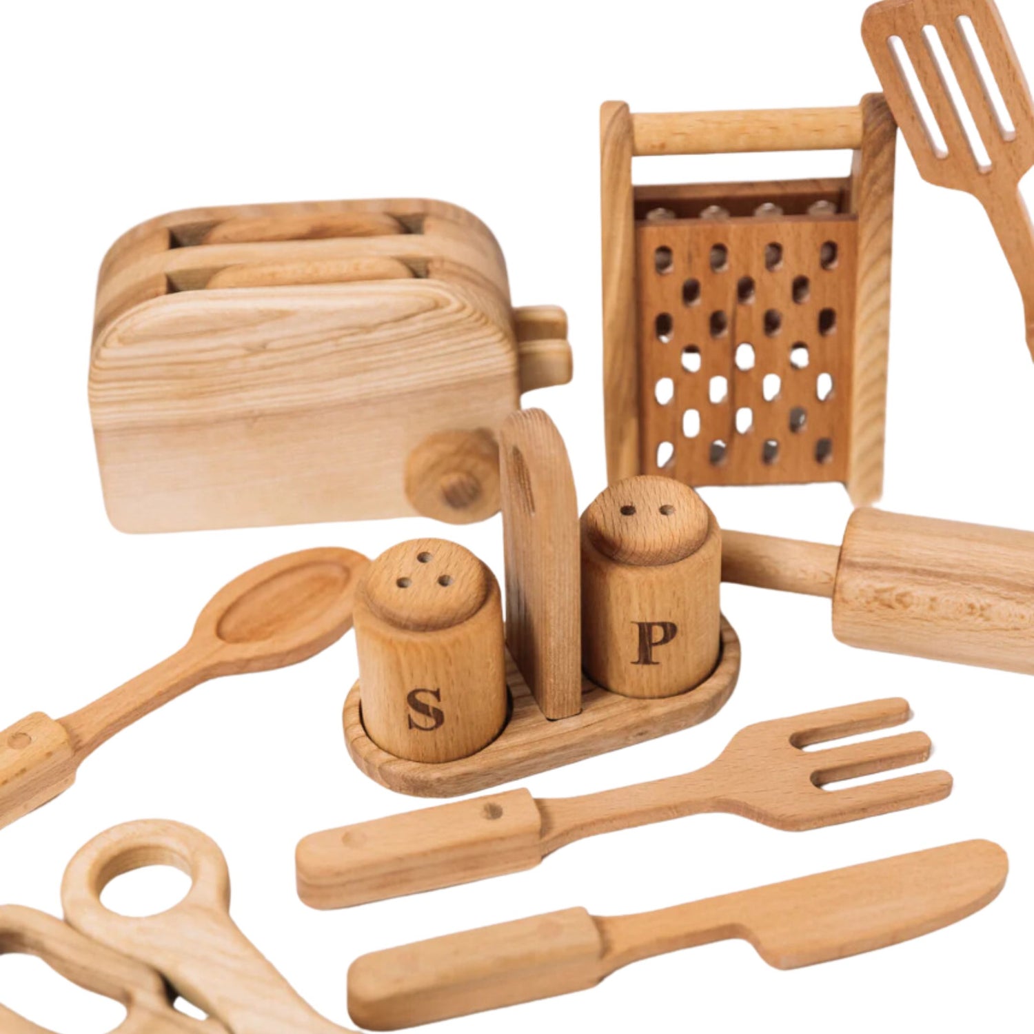 Wooden Pretend Play Salt & Pepper Shaker Set