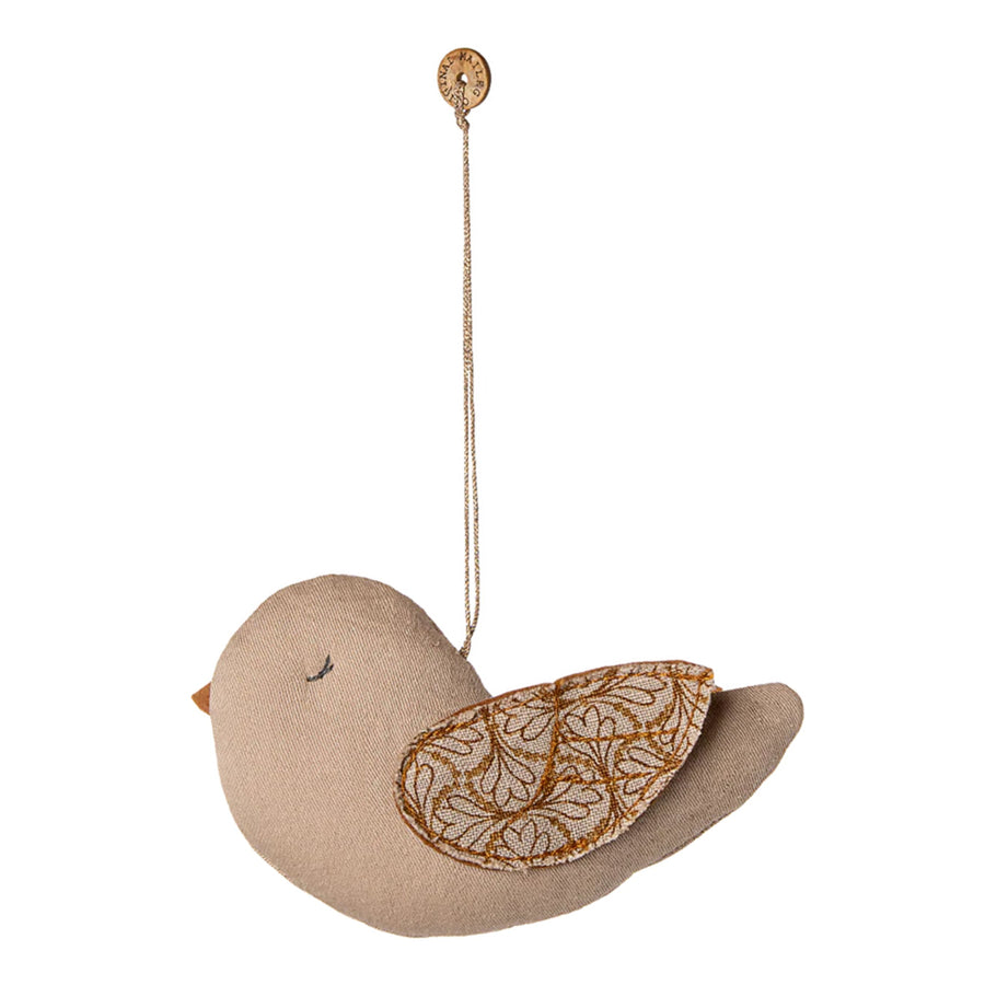 Maileg Fabric Ornament - Bird/Winter Heart (Sand)