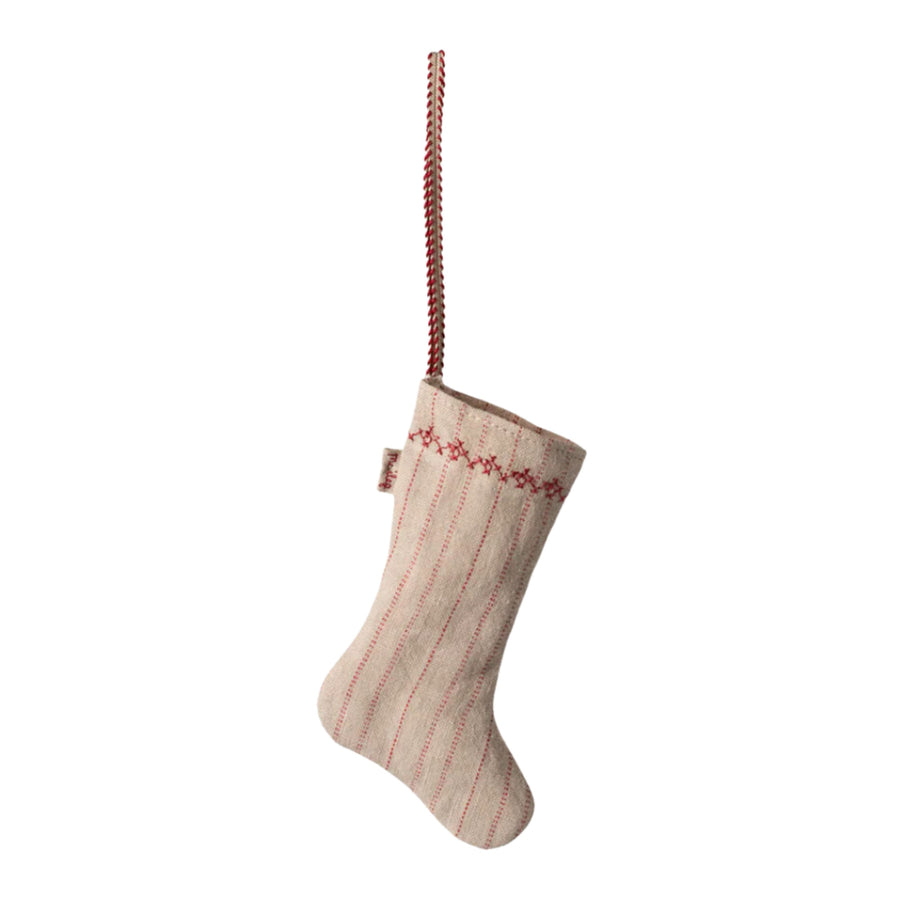 Maileg Stocking Linen Ornament (Stripe - Sand)