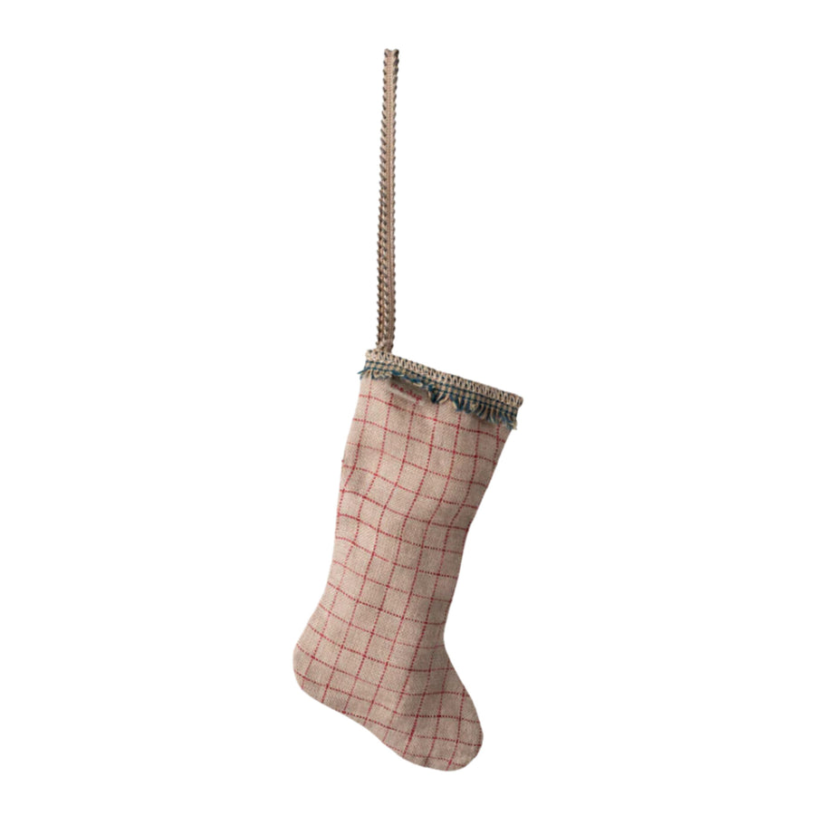 Maileg Stocking Linen Ornament (Checker - Sand)