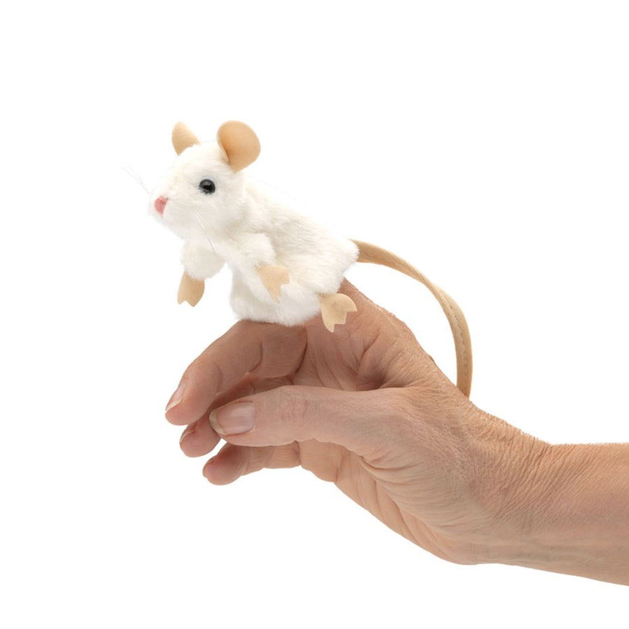 Mini White Mouse Finger Puppet