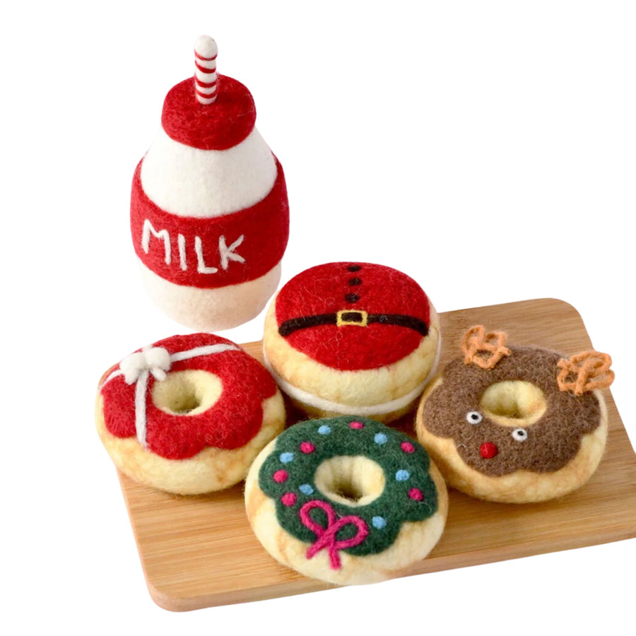 Felt Donuts and Milk Christmas Play Food Set