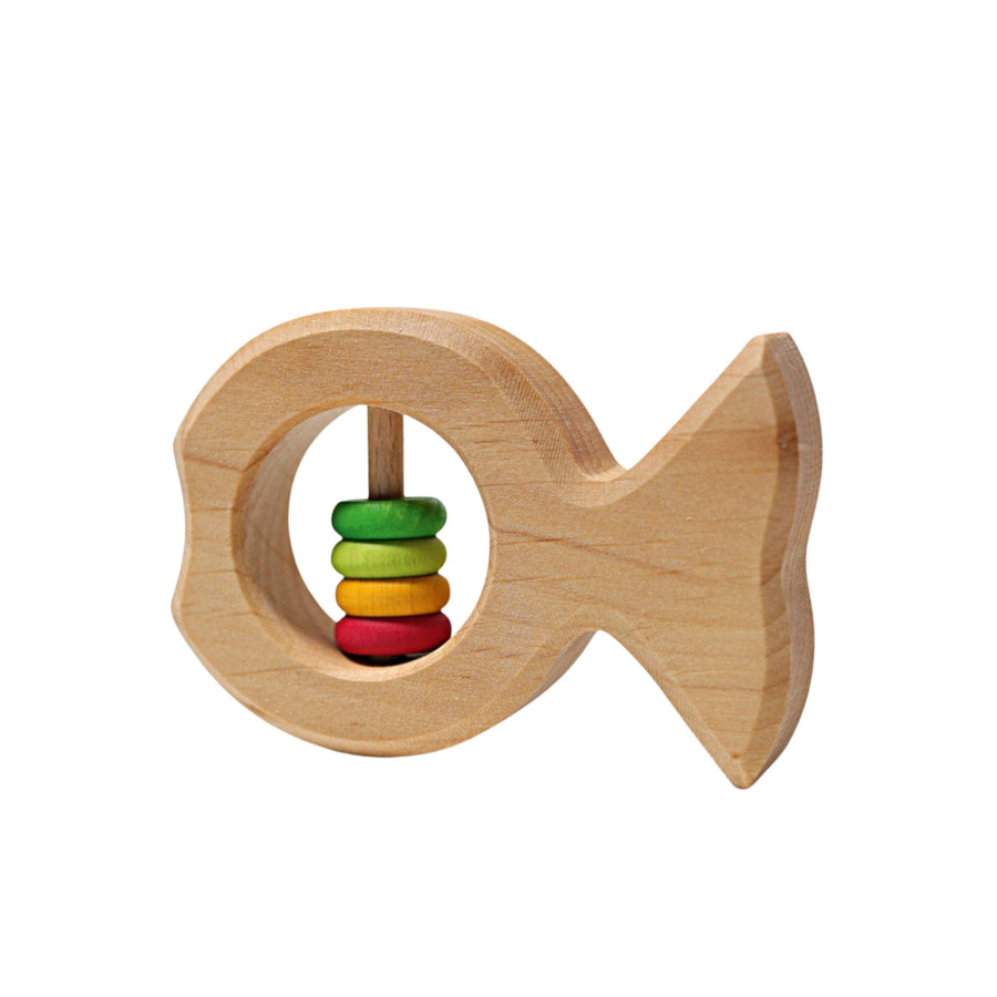 Grimm's Wooden Rattle (Little Fish Multi-Colour Discs)