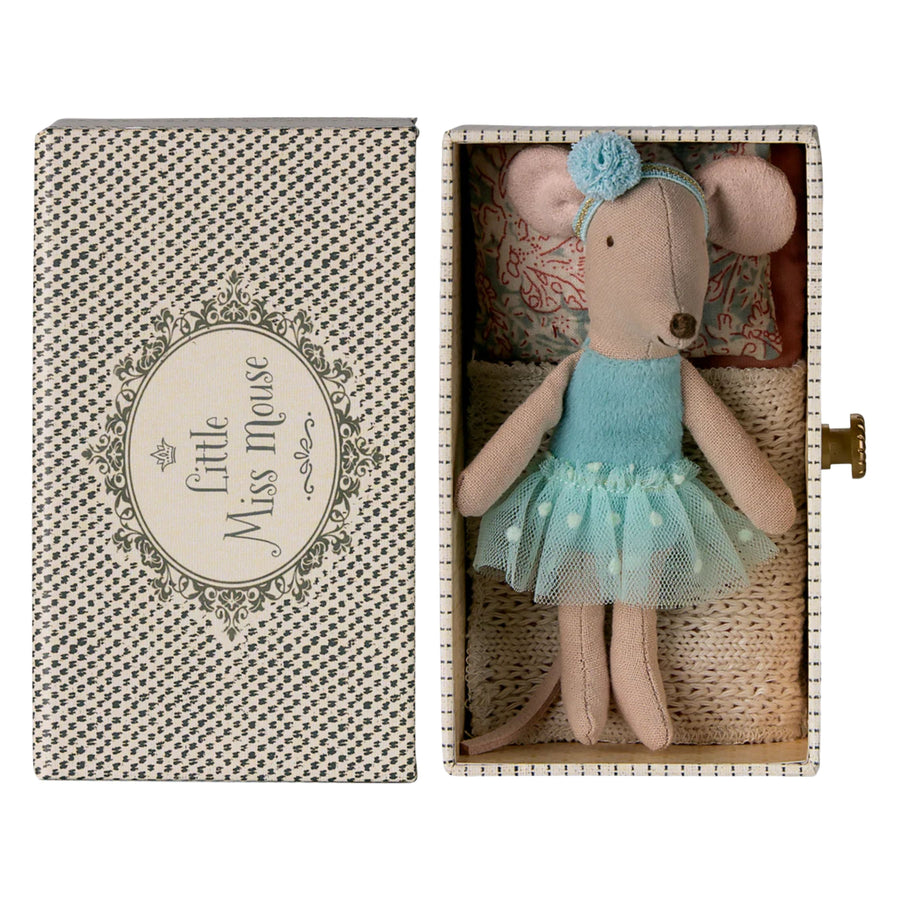 Maileg Dance Mouse in Daybed - Turquoise (Little Sister)