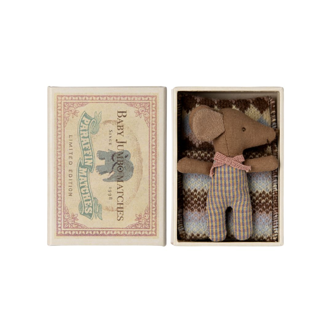 Maileg Sleepy Wakey Mouse in Matchbox (BABY - Rose)