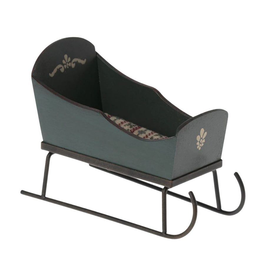 Maileg Green Sleigh with Mattress (Mouse)