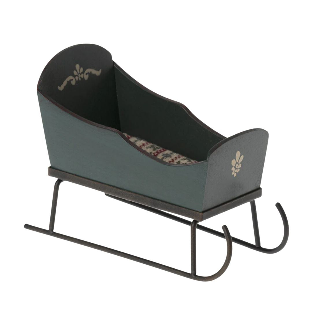 Maileg Green Sleigh with Mattress (Mouse)