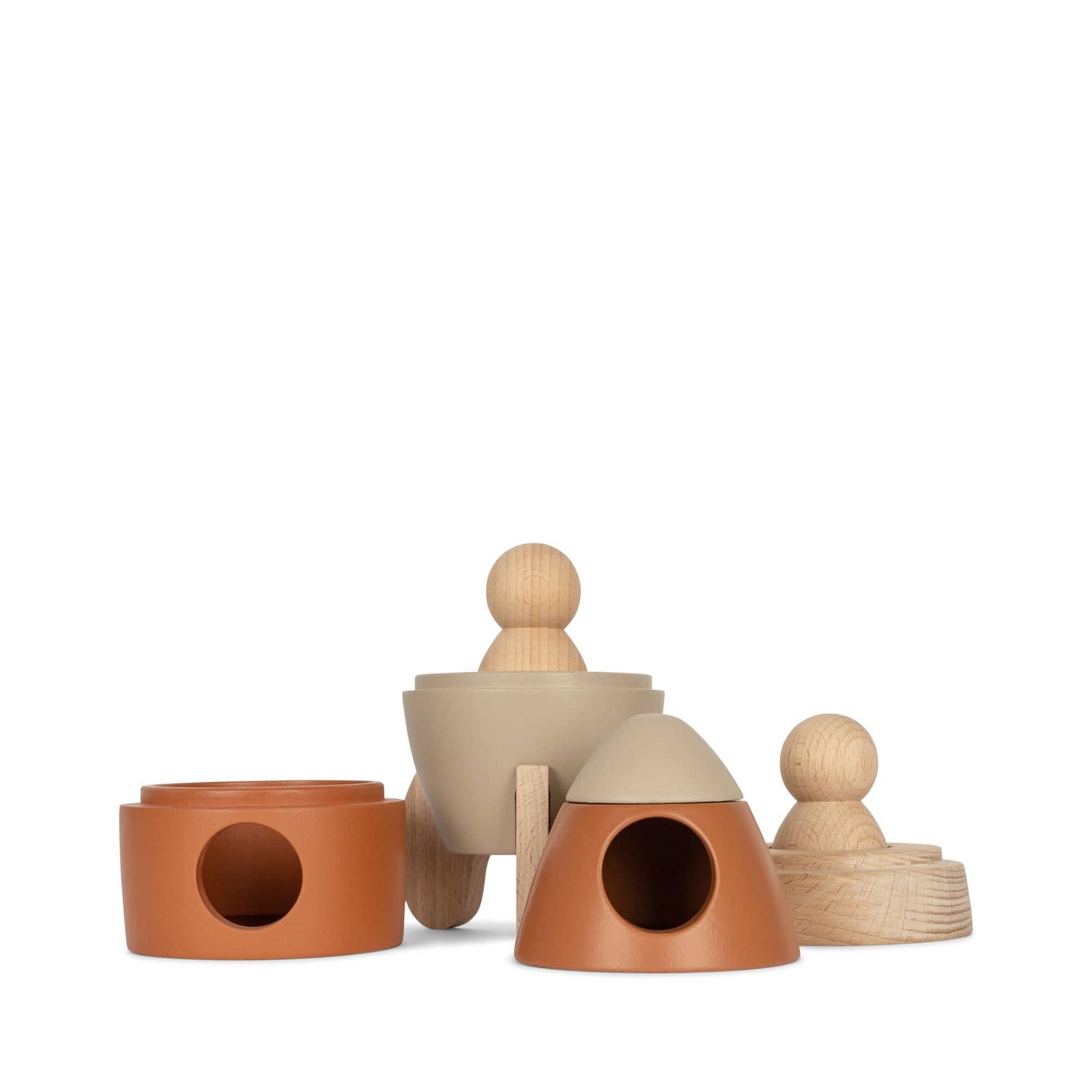 Konges Slojd Building & Stacking Wooden Stacking Rocket by Konges Sløjd Bag of Wooden Blocks | Wooden Block Set
