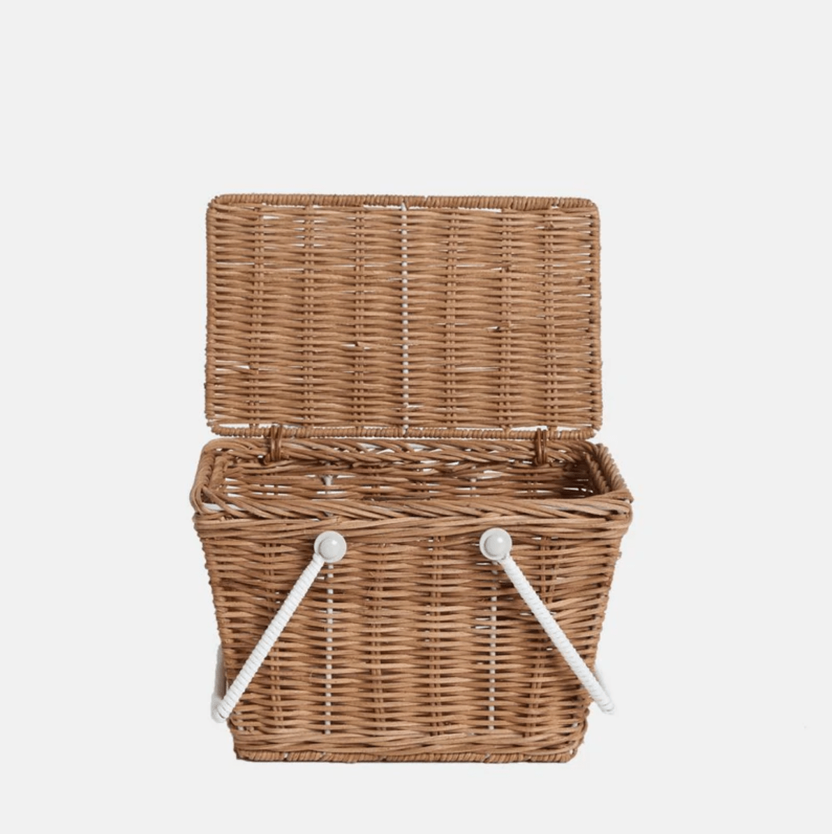 Olli Ella Rattan Piki Rattan Basket by Olli Ella Handmade Wooden Twig Pencils in Porcini Mushroom Basket | Sustainable Kids' Stationary Set | The Playful Peacock