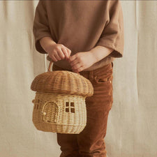 Olli Ella Rattan Rattan Mushroom Basket (Natural) by Olli Ella Natural Rattan Mushroom Basket | Whimsical Rattan Nursery Decor