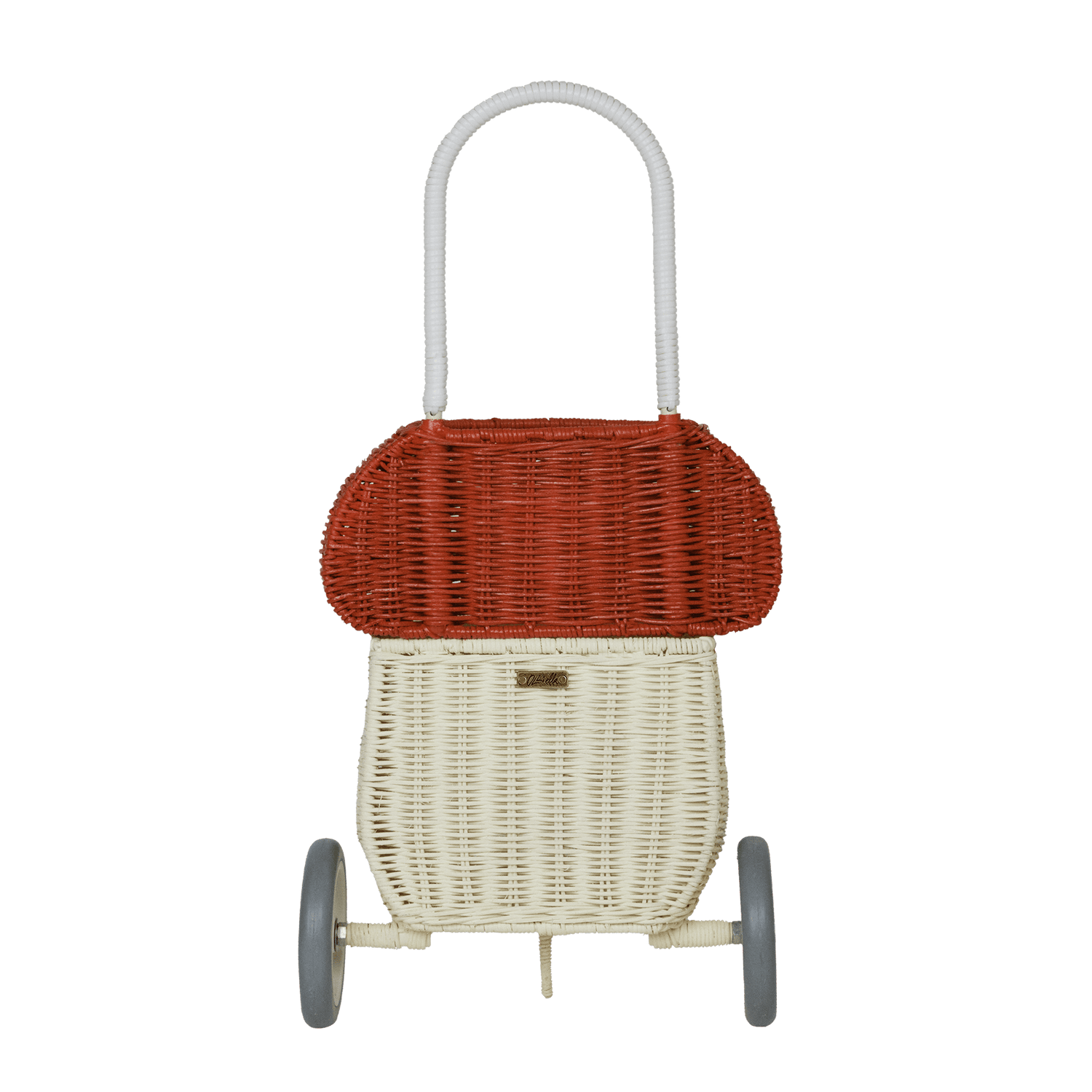 Olli Ella Rattan Rattan Mushroom Luggy (Red) by Olli Ella Olli Ella Red & White Rattan Mushroom Luggy I Rattan Nursery Decor
