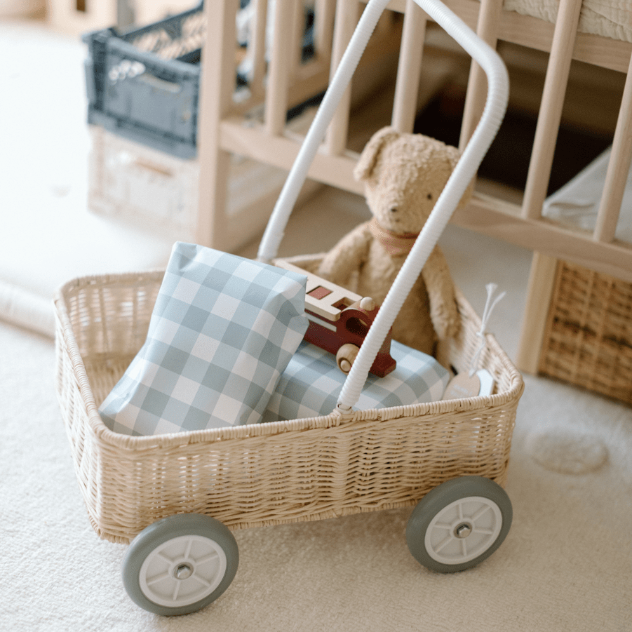 Olli Ella Rattan Rattan Wamble Walker (Straw) by Olli Ella Wamble Walker: Handmade Rattan Toy for Toddlers | Sustainable Kids' Decor