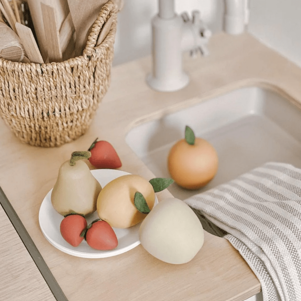 Sabo Concept Pretend Play Handmade Wooden Toy Fruits Set (Mini)