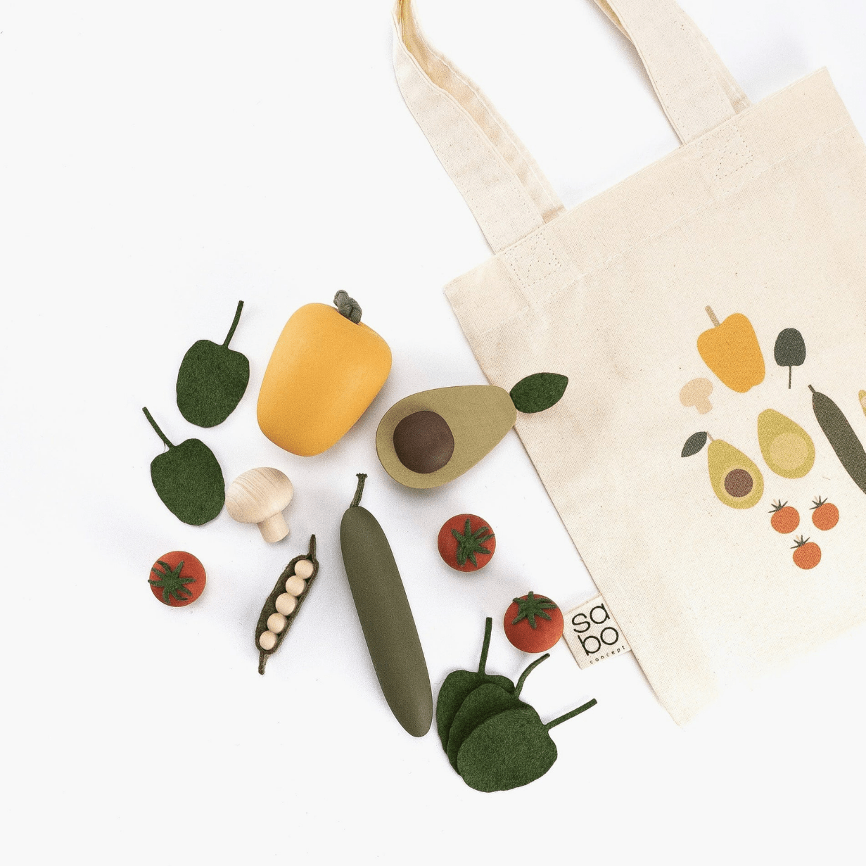 Sabo Concept Toy Food Handmade Wooden Toy Vegetable Set (Salad)