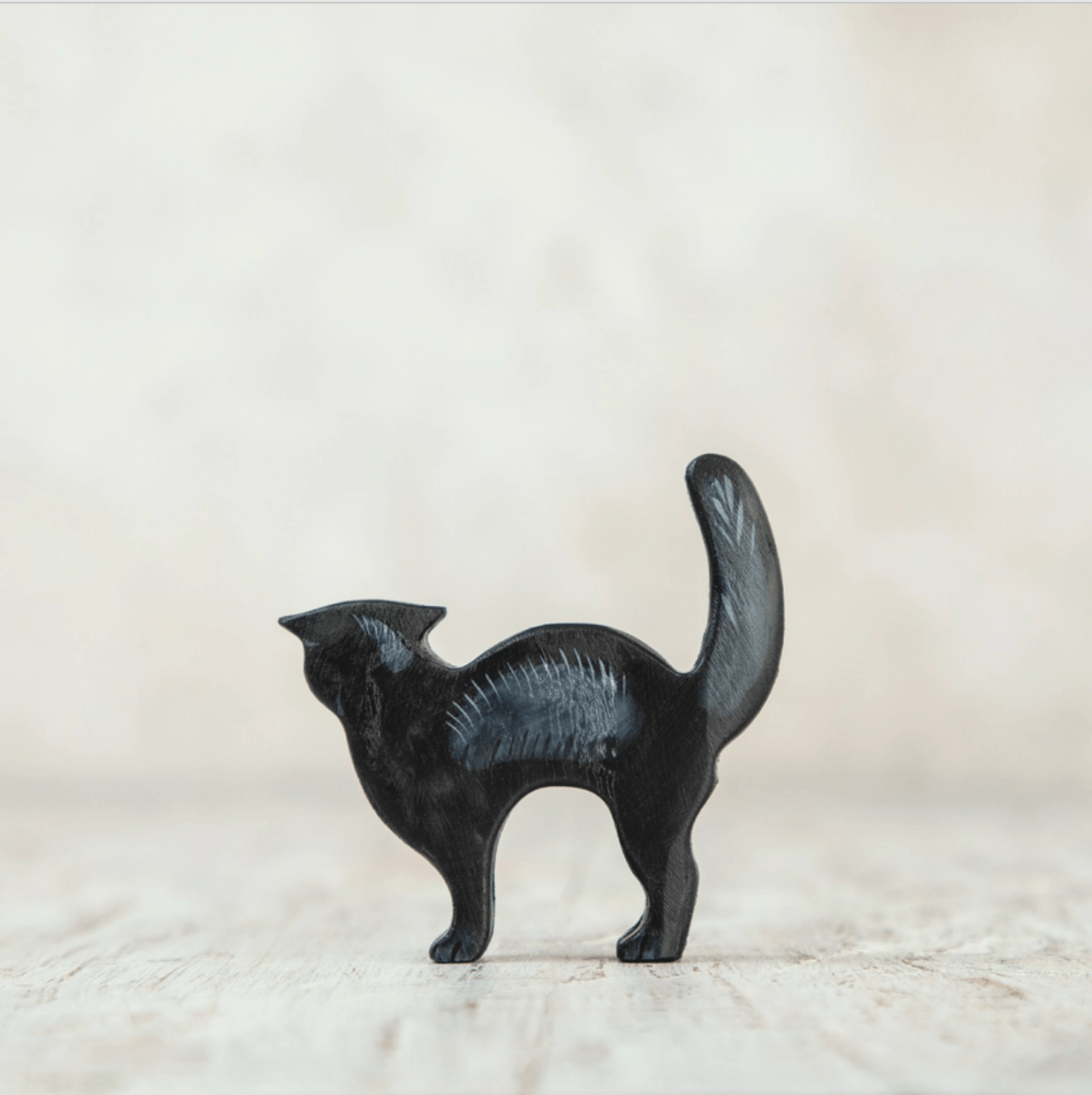 Wooden Caterpillar Wooden Animals Handmade Black Cat Figure by Wooden Caterpillar Handmade Fly Agaric Mushroom Figure | Enchanting Wooden Wonder | Heirloom Quality