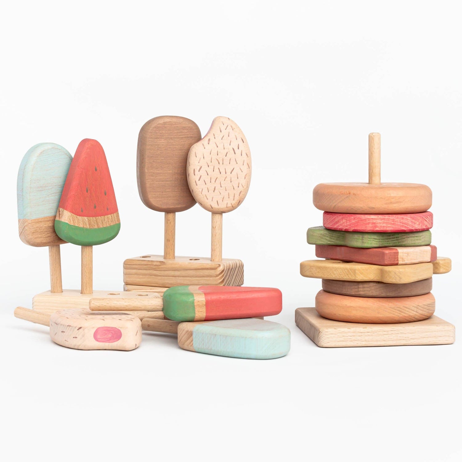 4OurBaby Wooden Toys Handmade Wooden Ice Cream Set
