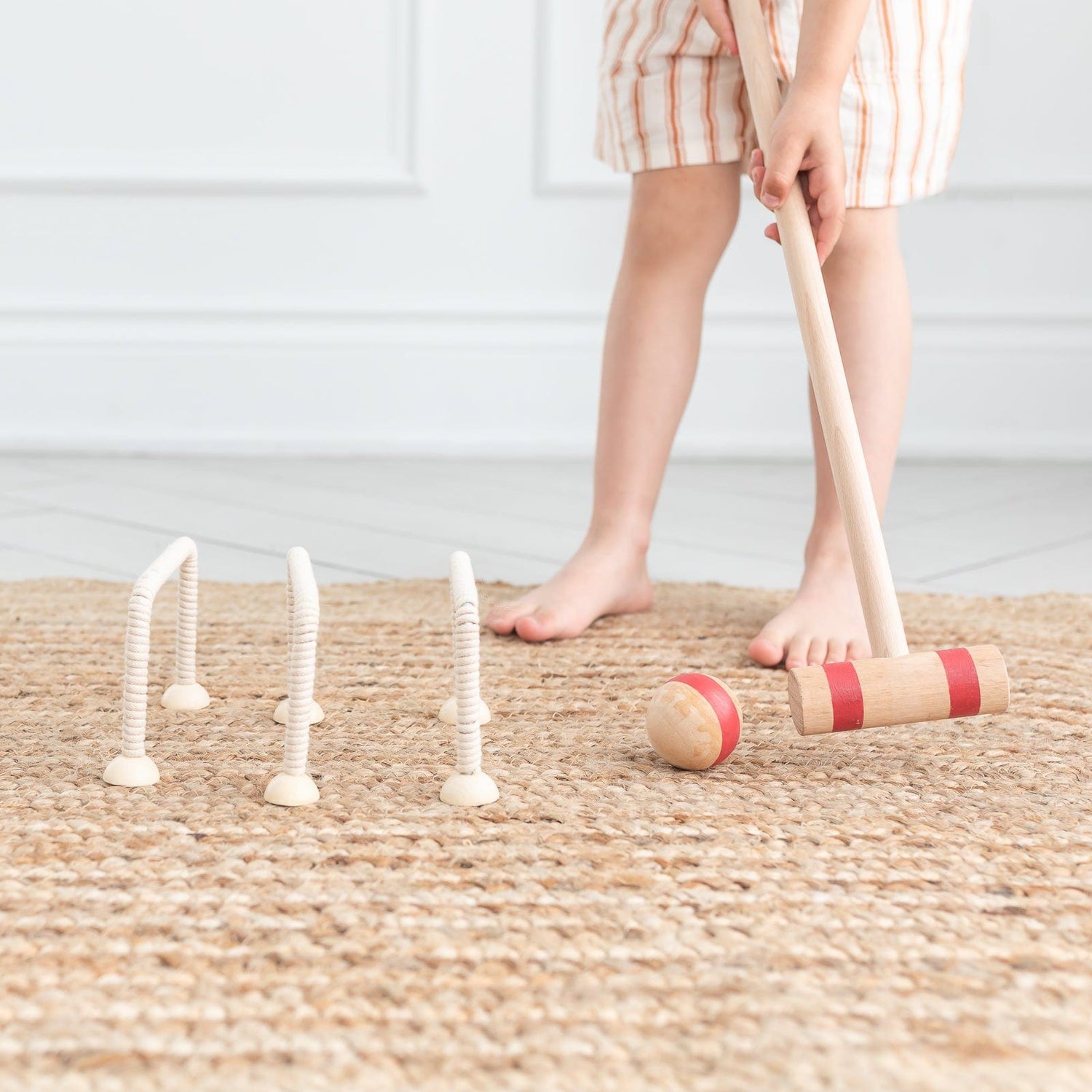 Beige Bois Wooden Toys Handmade Wooden Toddler Croquet Set